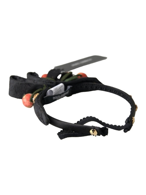 Dolce & Gabbana Black with multicolor Fig Fruit Crystal Tiara Diadem Headband