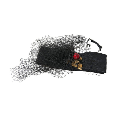 Dolce & Gabbana Black Strawberry Sicily Crystal Mesh Net Headband Diadem