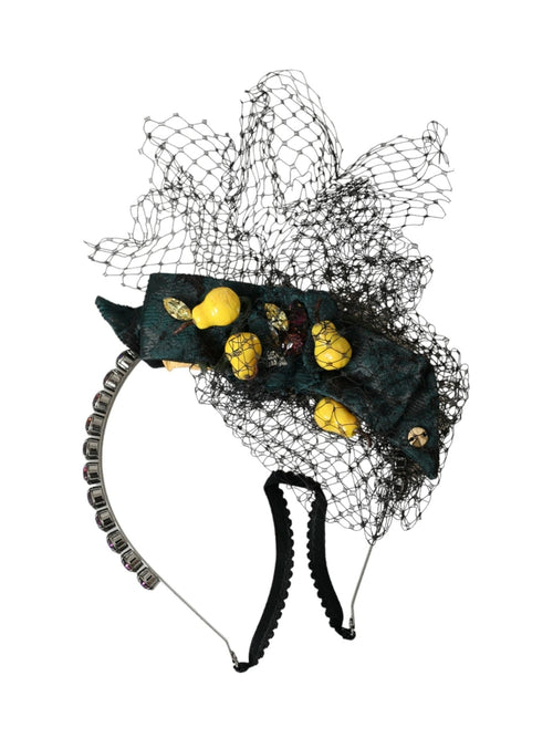 Dolce & Gabbana Black Lemons Sicily Purple Crystal Net Headband Diadem