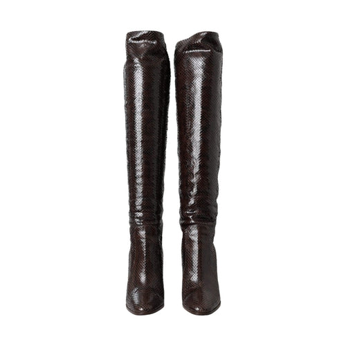 Dolce & Gabbana Brown Exotic Leather Heels High Boots Shoes