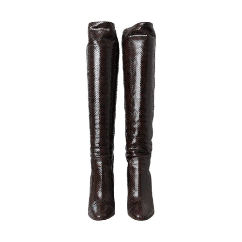 Dolce & Gabbana Brown Exotic Leather Heels High Boots Shoes