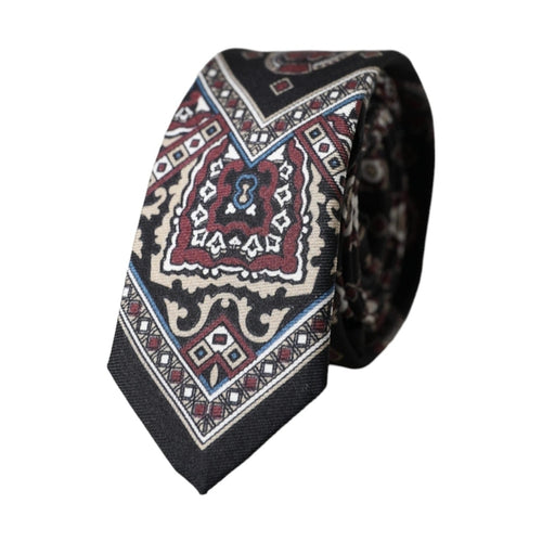 Dolce & Gabbana Black Printed 100% Silk Adjustable Men Tie