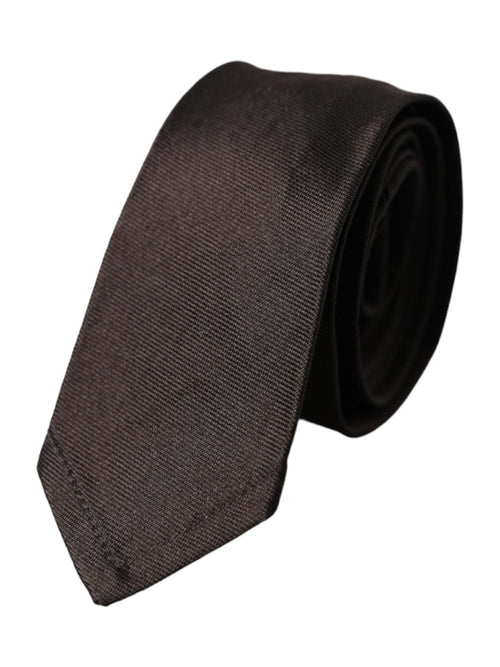 Dolce & Gabbana Brown Solid 100% Silk Adjustable Tie