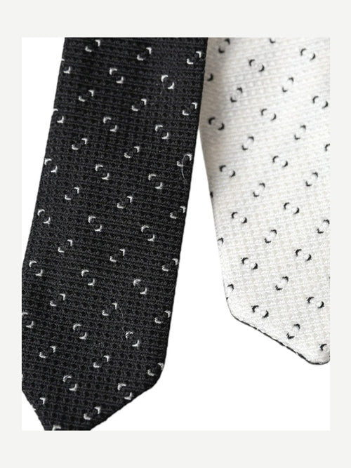Dolce & Gabbana Black White Patterned Adjustable Tie