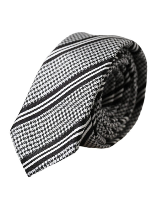 Dolce & Gabbana Black White Stripes Silk Adjustable Tie