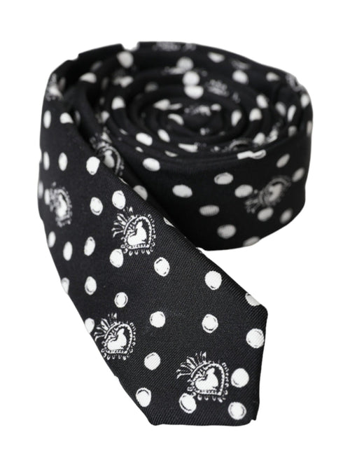 Dolce & Gabbana Black Heart Polka Dot Adjustable Tie