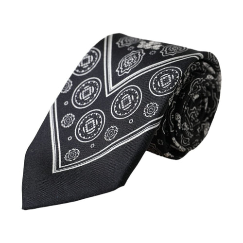 Dolce & Gabbana Black Patterned 100%Silk Adjustable Tie