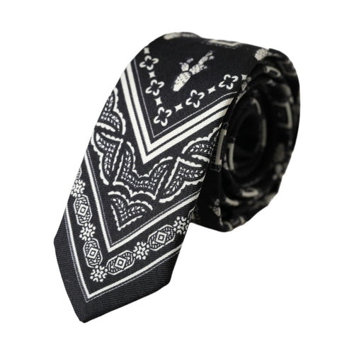 Dolce & Gabbana Black Patterned 100%Silk Adjustable Tie
