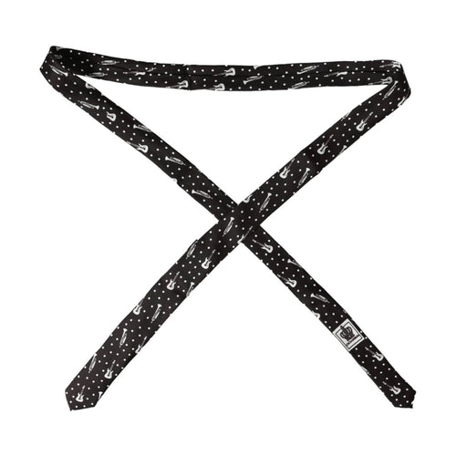 Dolce & Gabbana Black Guitar Print Silk Adjustable Tie