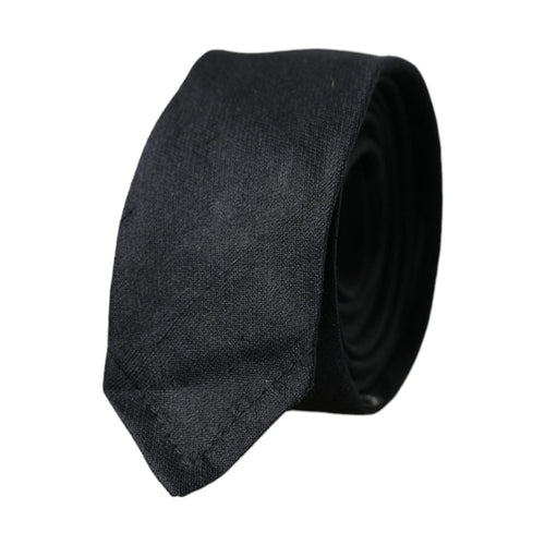 Dolce & Gabbana Black Solid 100% Silk Adjustable Tie
