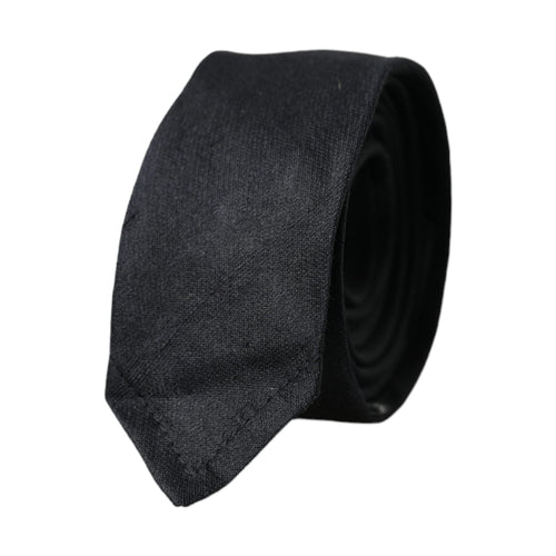 Dolce & Gabbana Black Solid 100% Silk Adjustable Tie