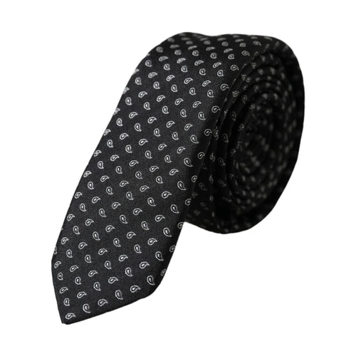 Dolce & Gabbana Black Jacquard Patterned Silk Adjustable Men Tie