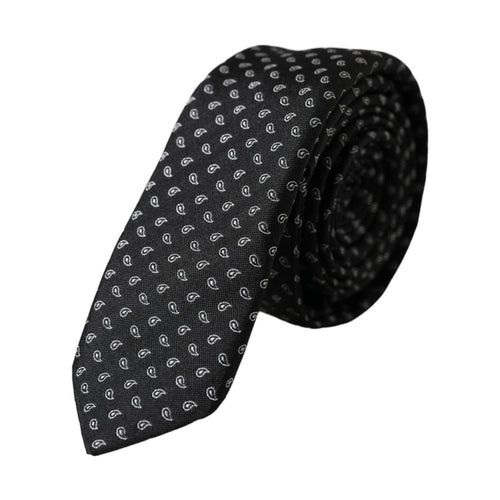 Dolce & Gabbana Black Jacquard Patterned Silk Adjustable Men Tie