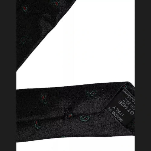 Dolce & Gabbana Black Fantasy 100% Silk Adjustable Men Tie