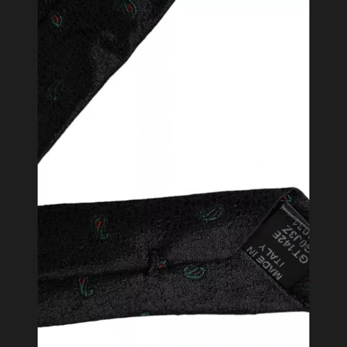 Dolce & Gabbana Black Fantasy 100% Silk Adjustable Men Tie
