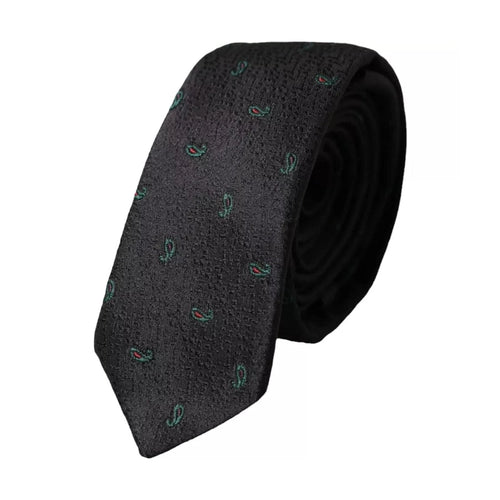 Dolce & Gabbana Black Fantasy 100% Silk Adjustable Men Tie