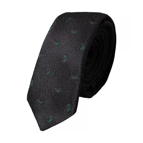 Dolce & Gabbana Black Fantasy 100% Silk Adjustable Men Tie