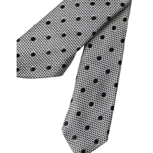 Dolce & Gabbana Black White Dot Fantasy Silk Adjustable Men Tie
