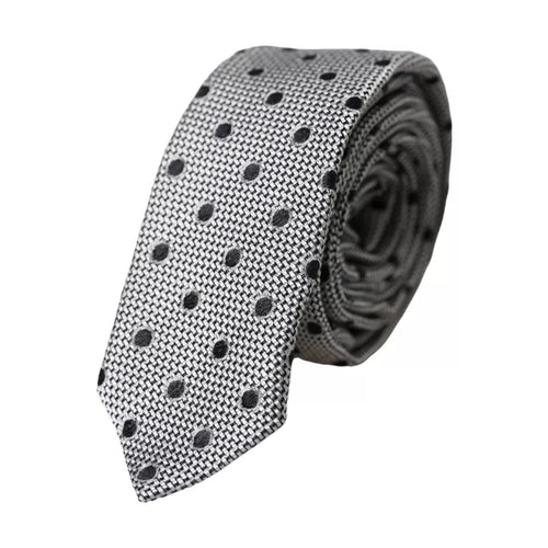 Dolce & Gabbana Black White Dot Fantasy Silk Adjustable Men Tie
