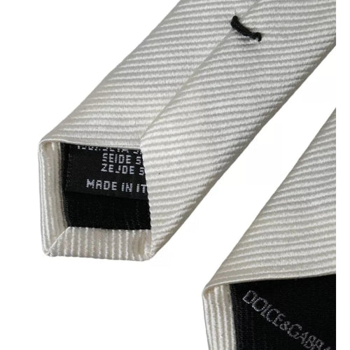 Dolce & Gabbana White Solid 100% Silk Adjustable Tie
