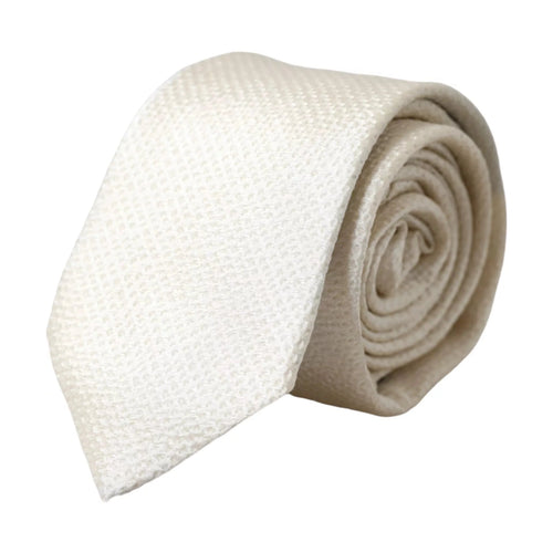 Dolce & Gabbana Off White 100% Silk Adjustable Necktie Men Tie