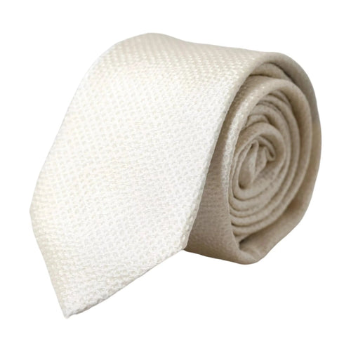 Dolce & Gabbana Off White 100% Silk Adjustable Necktie Men Tie