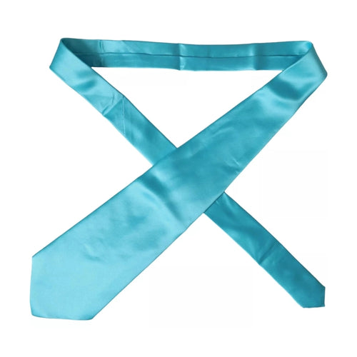 Dolce & Gabbana Light Blue Satin Silk Wide Adjustable Men Tie