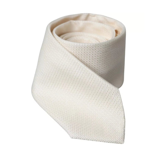 Dolce & Gabbana Off White Patterned Silk Classic Adjustable Tie