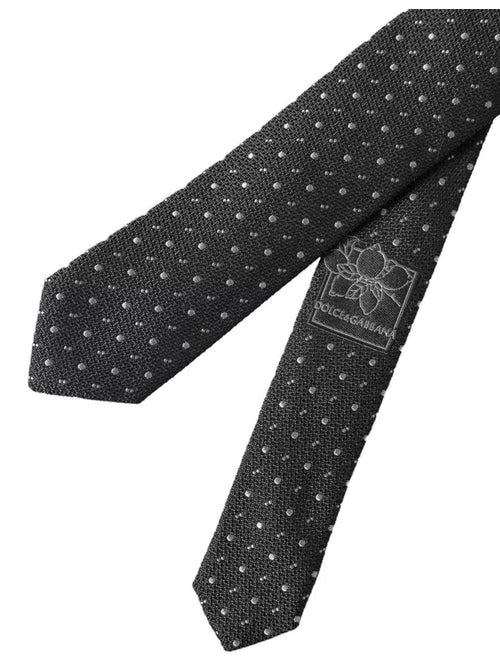 Dolce & Gabbana Black Polka Dot Silk Adjustable Men Tie