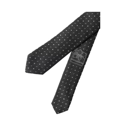 Dolce & Gabbana Black Polka Dot Silk Adjustable Men Tie