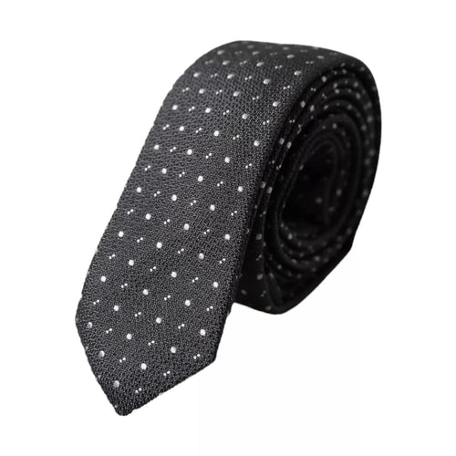 Dolce & Gabbana Black Polka Dot Silk Adjustable Men Tie