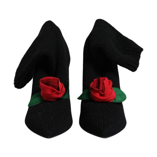 Dolce & Gabbana Black Stiletto Heels Mid Calf Boots Shoes