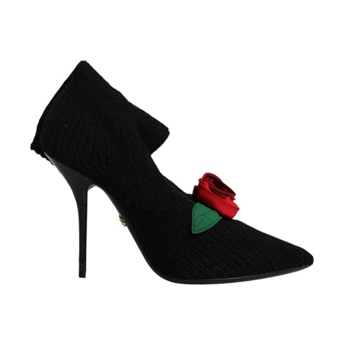 Dolce & Gabbana Black Stiletto Heels Mid Calf Boots Shoes