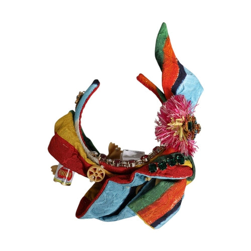 Dolce & Gabbana Multicolor Floral Crystal Embellished Diadem Headband