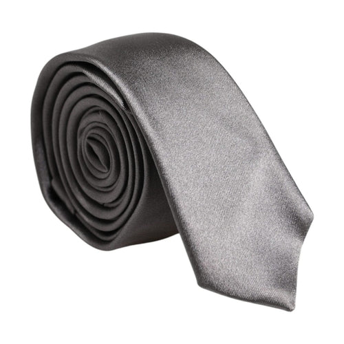 Dolce & Gabbana Metallic Silver Silk Adjustable Necktie Tie