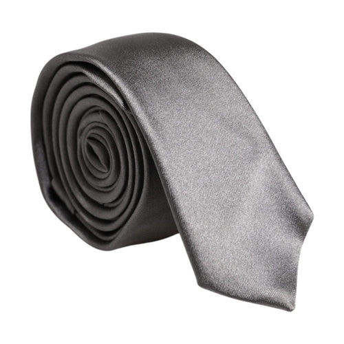 Dolce & Gabbana Metallic Silver Silk Adjustable Necktie Tie