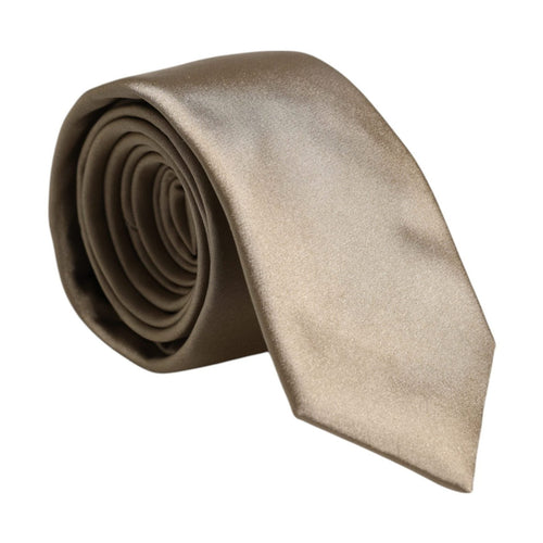 Dolce & Gabbana Beige Solid Silk Adjustable Necktie Tie