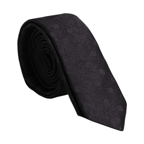 Dolce & Gabbana Black Circles Silk Adjustable Necktie Tie