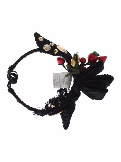 Dolce & Gabbana Diadem Headband Tiara Berry Fruit Crystal Bow Hair