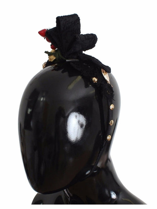 Dolce & Gabbana Diadem Headband Tiara Berry Fruit Crystal Bow Hair