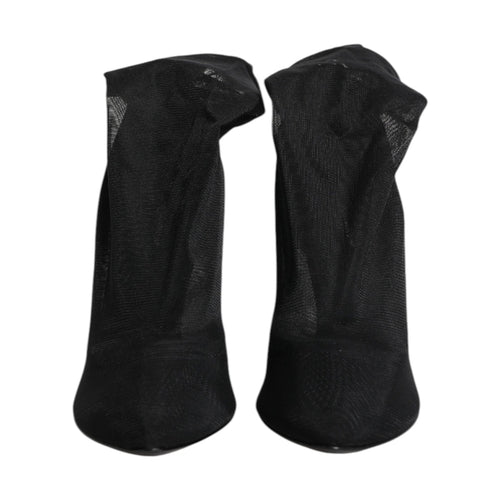 Dolce & Gabbana Black Silk Stretch Mesh Sock Boots Shoes