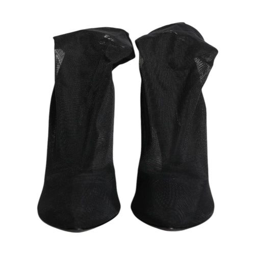 Dolce & Gabbana Black Silk Stretch Mesh Sock Boots Shoes