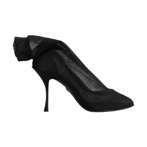 Dolce & Gabbana Black Silk Stretch Mesh Sock Boots Shoes