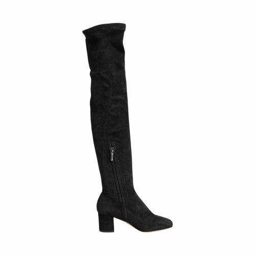 Dolce & Gabbana Black Suede Leather Knee High Boots Shoes