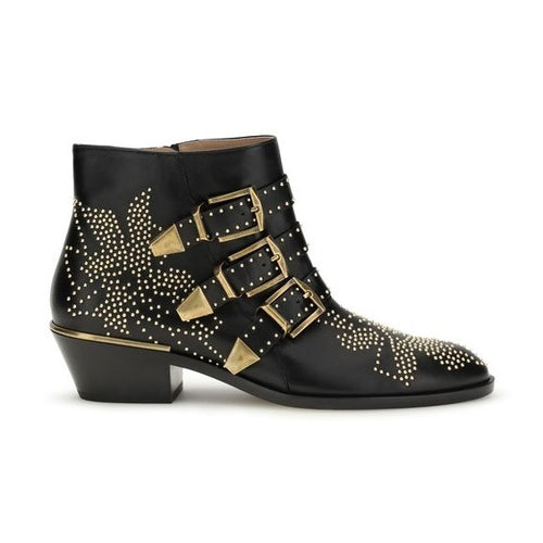 Chloé Black Calf Leather Bos Taurus Lace-Up Boots