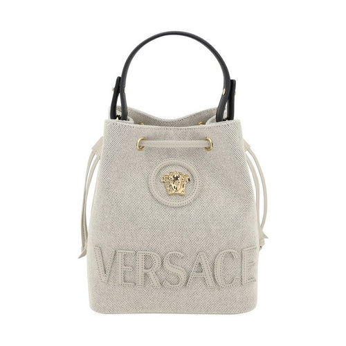 Versace White Fabric Backet Bag