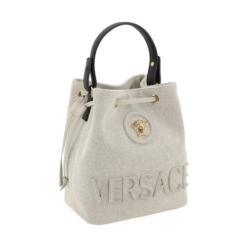 Versace White Fabric Backet Bag