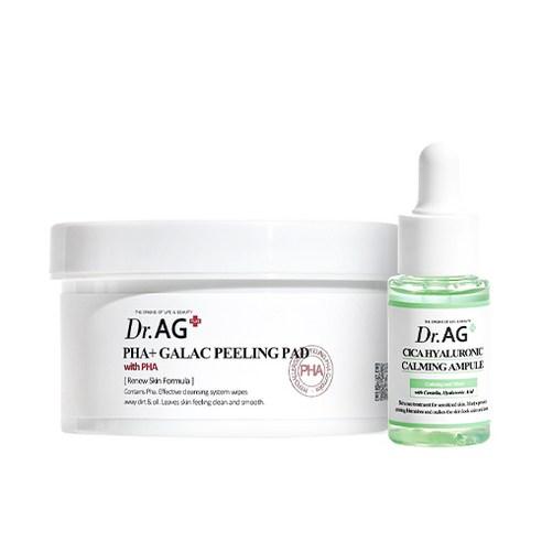 Dr.AG+ PHA+ Galac Peeling Pad 40p + Cica Hyaluronic Calming Ampoule 25ml SET - All Day Pretty Skincare SET Dr.ag