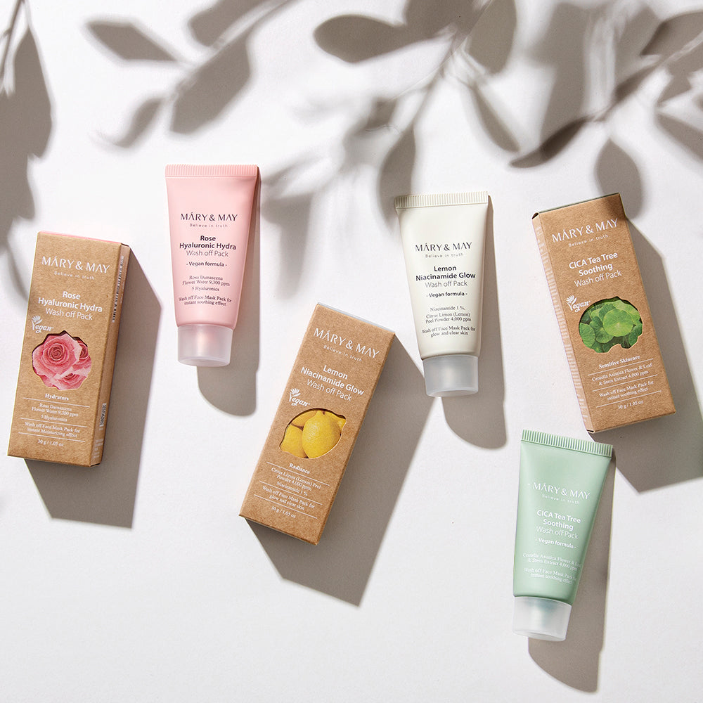 MARY & MAY: Vegan Wash Off Mask Mini Gift Set (30g x 5) - All Day Pretty Mask Pack mary&may