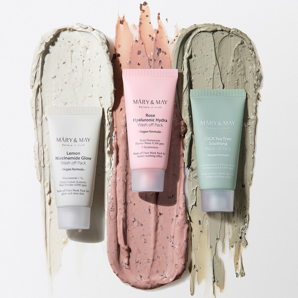 MARY & MAY: Vegan Wash Off Mask Mini Gift Set (30g x 5) - All Day Pretty Mask Pack mary&may